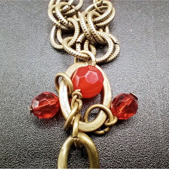 Necklace 25 Inch Long Jewelry Red Bead Adjust Lobster Clasp Statement Vintage - Picture 10 of 13